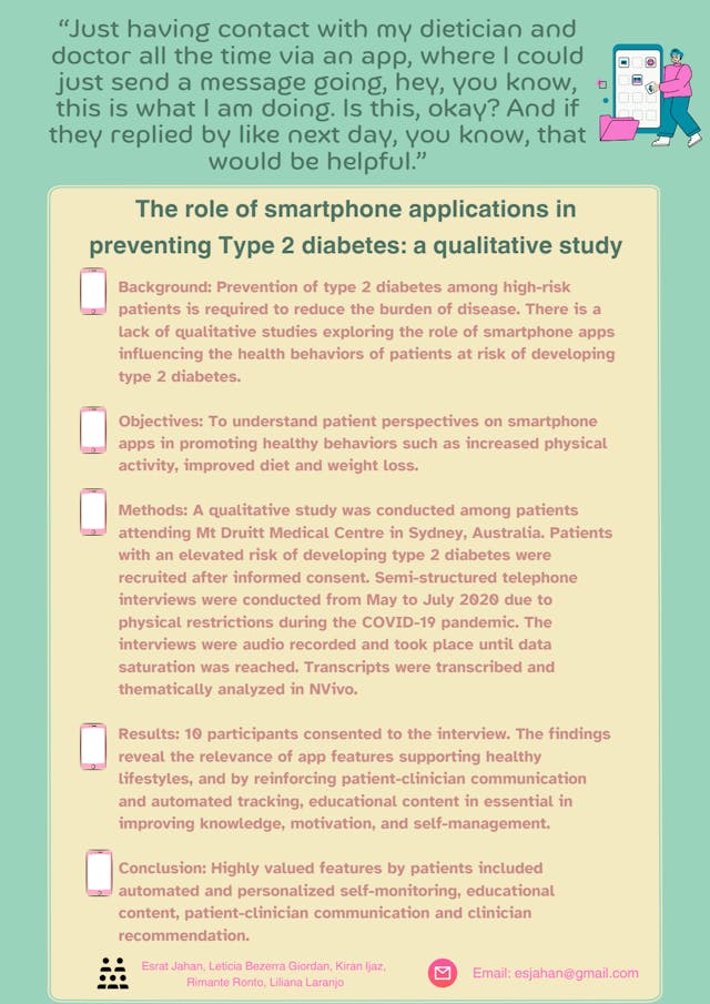 Image of poster called The role of smartphone apps in preventing Type 2 diabetes: a qualitative study