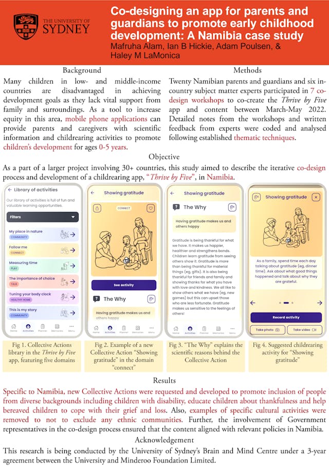Image of poster called Co-designing an app for parents and guardians to promote early childhood development: A Namibia case study