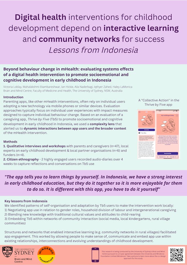 Image of poster called Digital health interventions for childhood development depend on interactive learning and community networks for success: Lessons from Indonesia