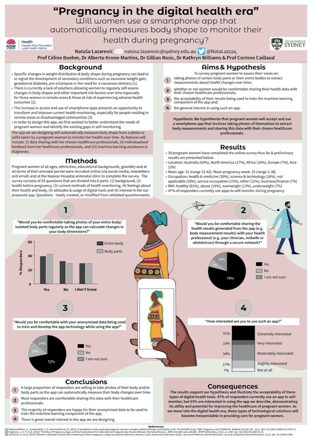 Image of poster called Pregnancy in the digital health era: Will women use a smartphone app that automatically measures body shape to monitor their health during pregnancy?