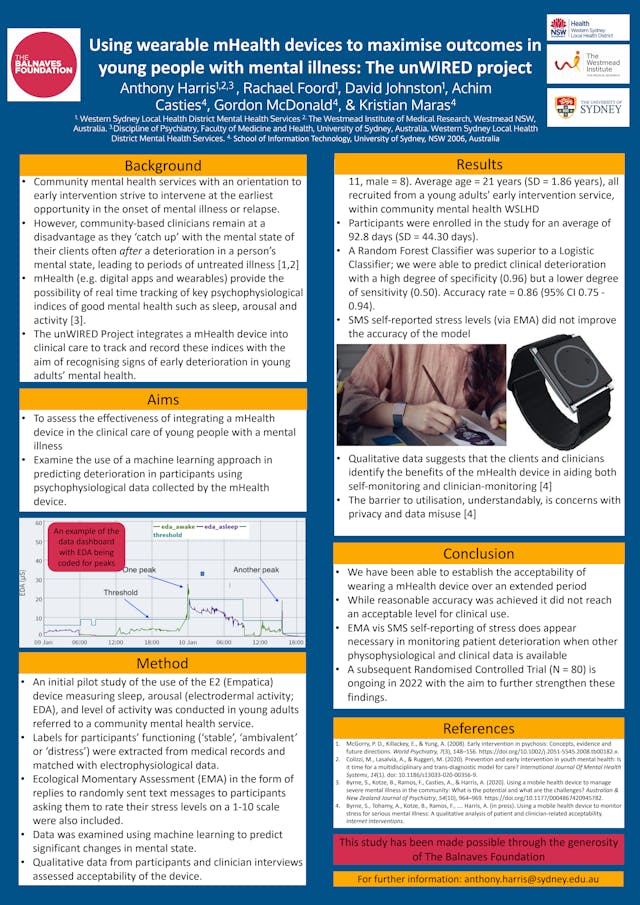 Image of poster called Using mHealth devices to track mental state in young people with severe mental illness: the unWIRED project