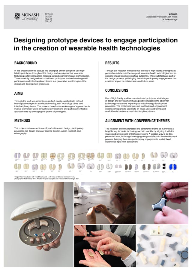 Image of poster called Designing prototype devices to engage participation in the creation of wearable health technologies 