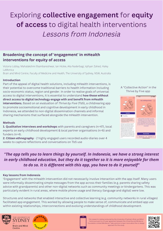 Image of poster called Broadening the concept of ‘engagement’ in mHealth interventions for equity of access