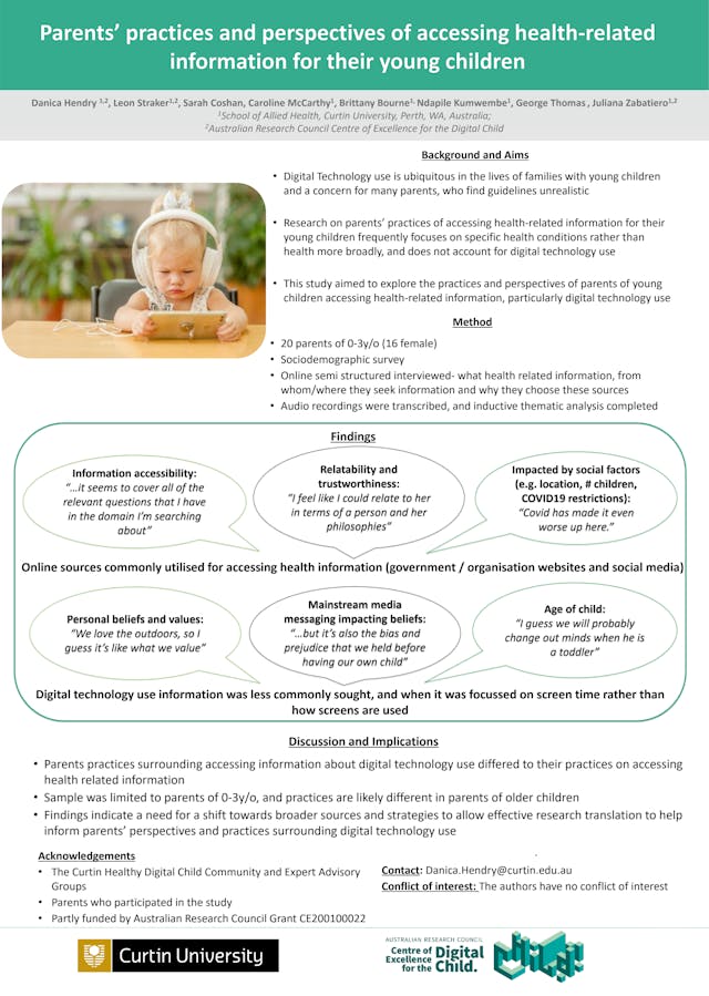 Image of poster called Parents’ practices and perspectives of accessing health-related information for their young children